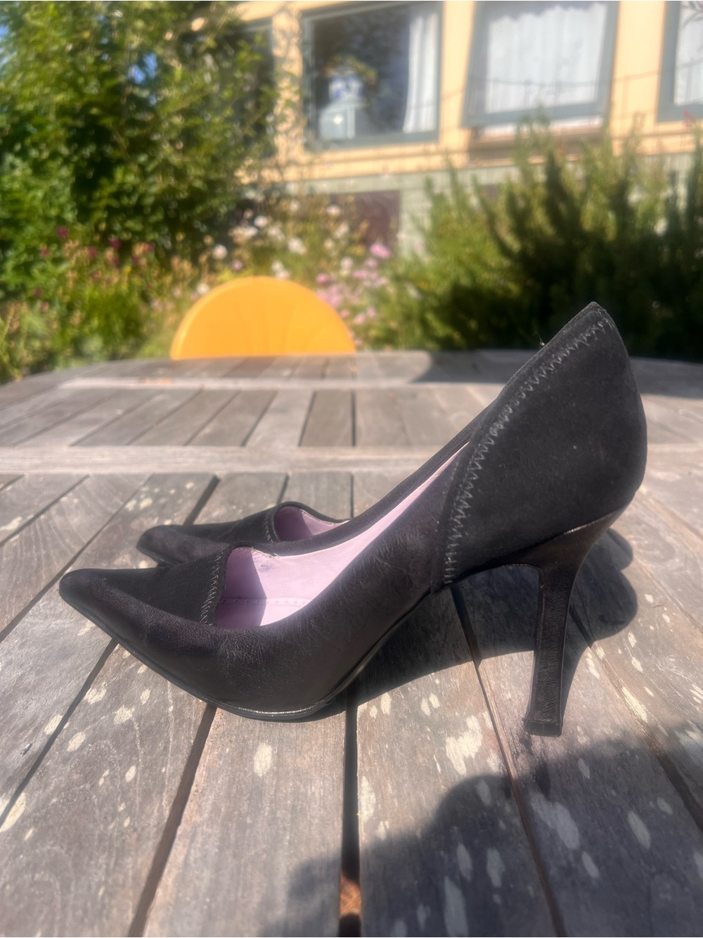 Two-toned Leather and Suede Stilettos